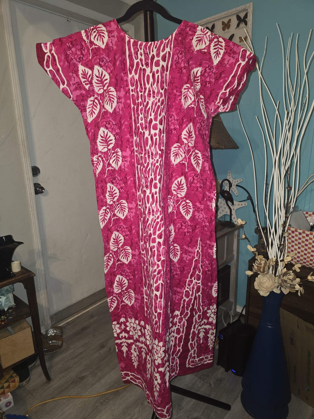 Tropical Fuchsia Maxi Caftan Dress - Picture 8 of 9